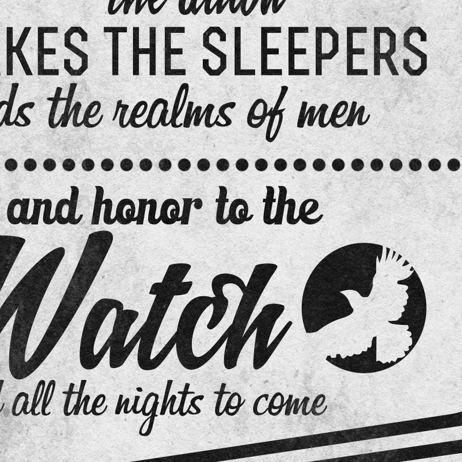 Game of Thrones - The Night's Watch Oath Version 2 - MANY SIZES - Modern Retro Vintage GOT Jon Snow Typography Art Print
