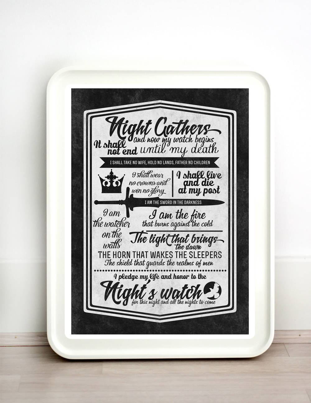 Game of Thrones - The Night's Watch Oath Version 2 - MANY SIZES - Modern Retro Vintage GOT Jon Snow Typography Art Print