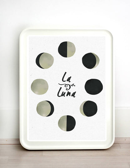 La Luna Lune - Imprimé Phases de Lune - Boho Spirituel Lunaire Gitan Éclipse Vintage Moderne Design