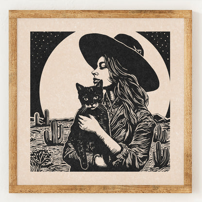 Cowgirl And Her Cat