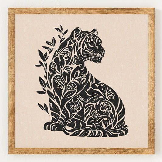 Silhouette de tigre floral