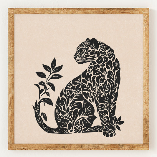 Silhouette de léopard floral