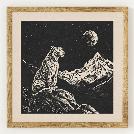 Léopard des neiges solitaire