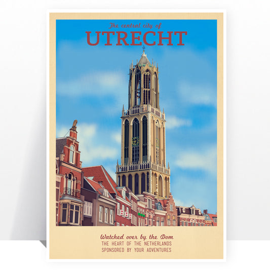 Affiche de voyage rétro - Pays-Bas - Utrecht - PLUSIEURS TAILLES - Impression d'art vintage moderne sur les vacances hollandaises