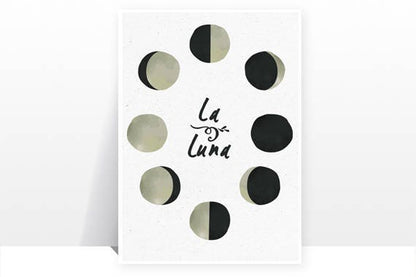 La Luna Lune - Imprimé Phases de Lune - Boho Spirituel Lunaire Gitan Éclipse Vintage Moderne Design