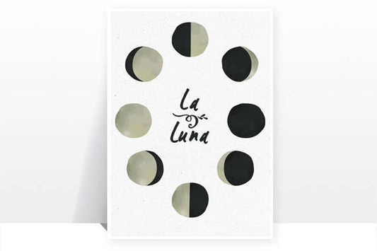 La Luna Lune - Imprimé Phases de Lune - Boho Spirituel Lunaire Gitan Éclipse Vintage Moderne Design