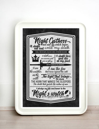 Game of Thrones - The Night's Watch Oath Version 2 - MANY SIZES - Modern Retro Vintage GOT Jon Snow Typography Art Print